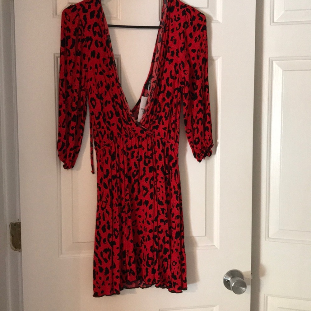 Leopard Print Red Dress